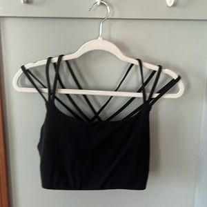 Athleta racerback black sports bra, size large.